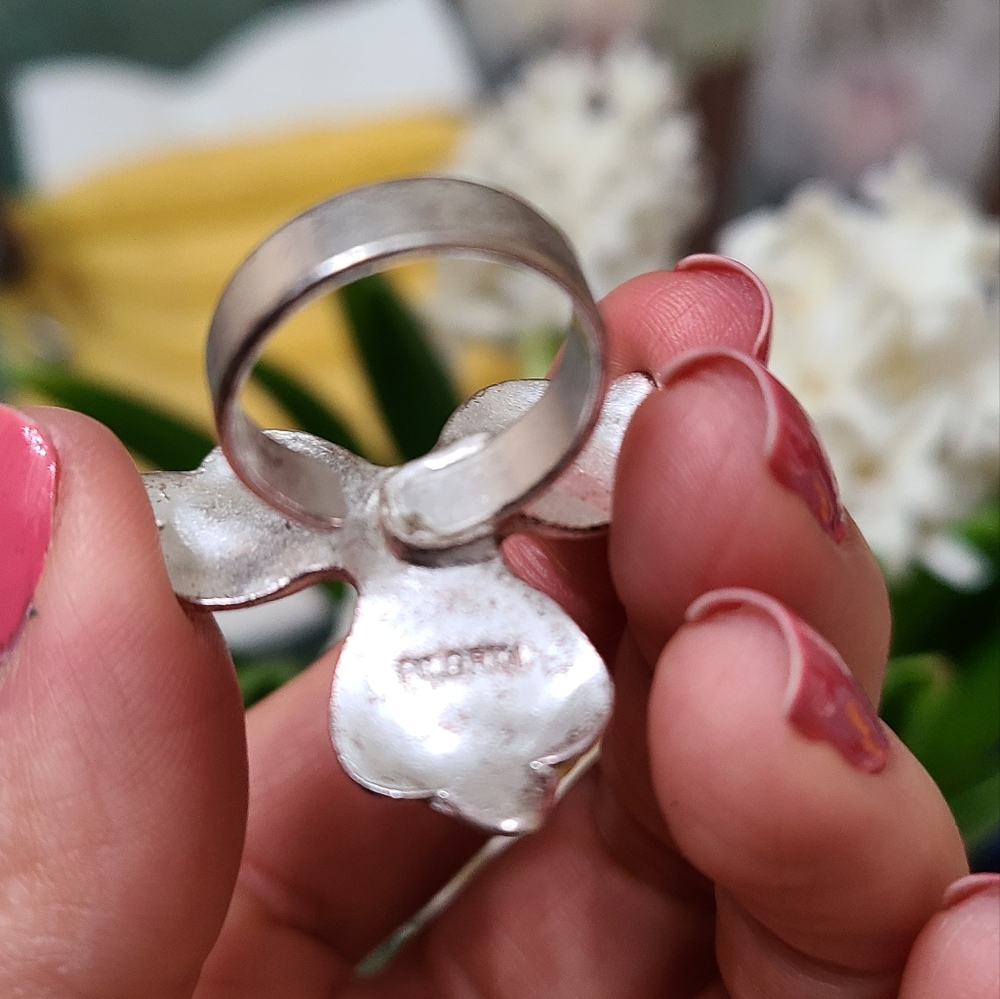 Silver Yellow Flower Adjustable Ring Pilgrim S - image 7